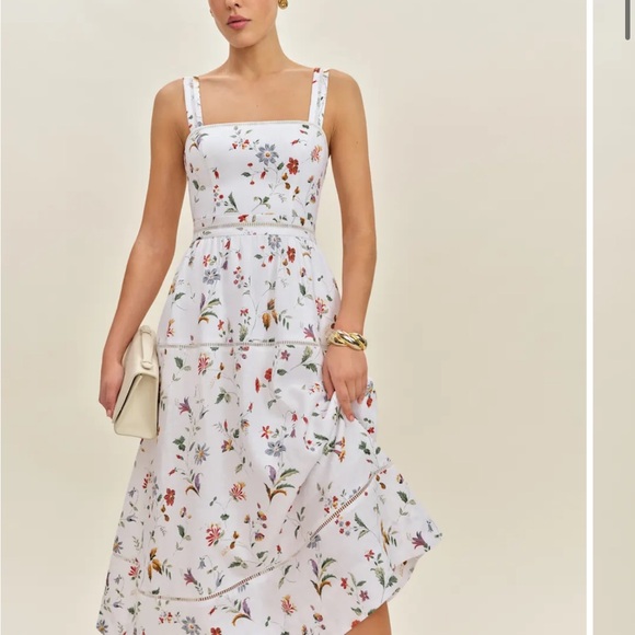 Reformation White Dress with Multicolor Floral Design - Picture 2 of 7